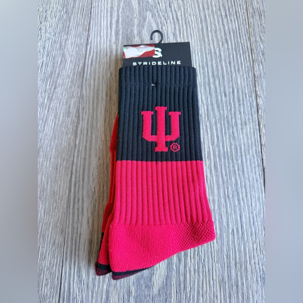 Strideline Indiana University IU Hoosiers Full Knit Socks in Red / Black
